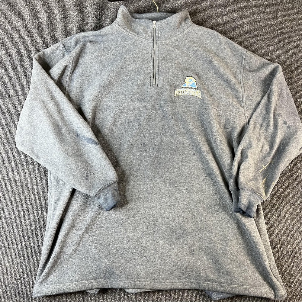 Pittsburgh Panthers Sweater Mens Gray College Fleece Quarter Zip Pullover